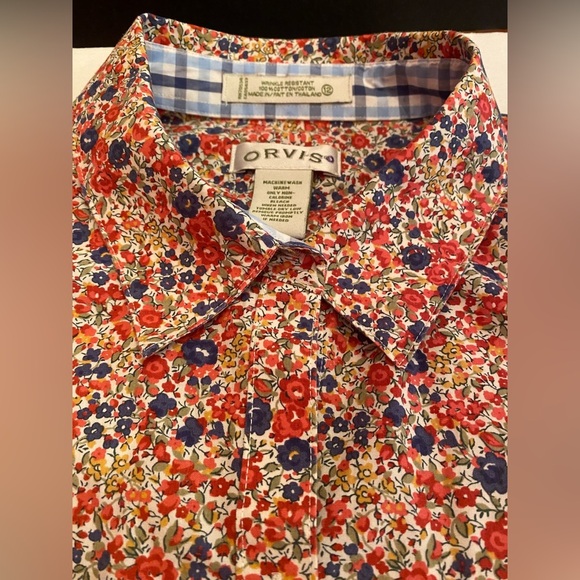 Orvis Women's Size 12 Floral Button Up Long Sleeve Shirt Wrinkle Resistant - Picture 5 of 8